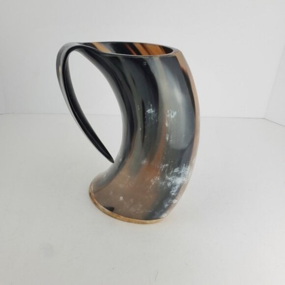 Genuine Viking Drinking Ox Horn Mug Norse Tradesman XL Polished 8.5" Tall w/ Bag - Picture 1 of 11